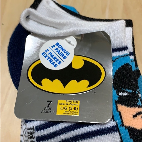 Batman boys socks 1 pack 7 pairs Large 3-9 shoe Sz - Picture 2 of 5